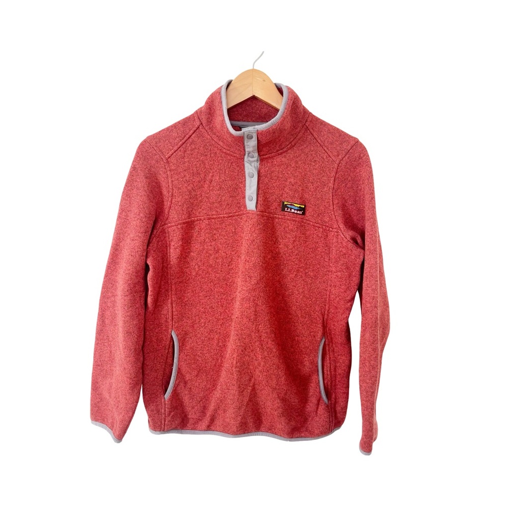L.L.Bean Orange Marled 1/4‎ Snap Long Sleeve Fleece Pullover Sweater